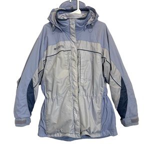 Columbia Women's Light Gray and Slate Blue Ski Jacket